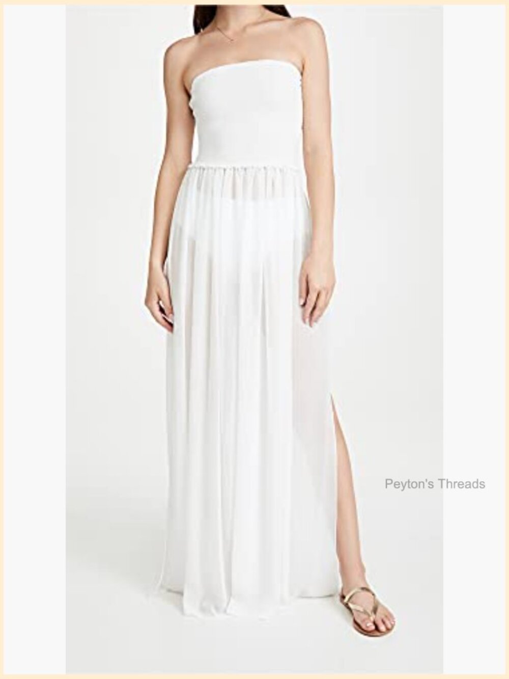 Smocked Strapless A-Line Maxi Dress with Ruffle Hem - Picture 6 of 7